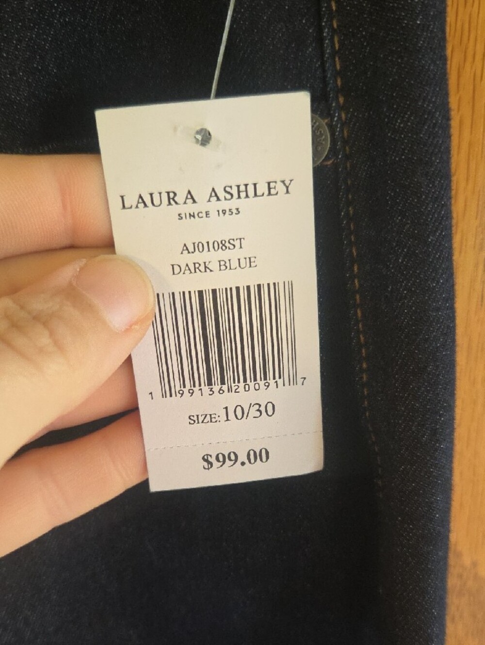 Laura Ashley Dark Blue Flare Jeans with Button-Fly - Picture 3 of 5